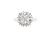Star diamond cluster ring in platinum