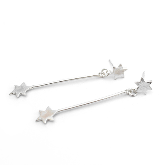 star stars pointer dangle long statement drop sterling silver studs
