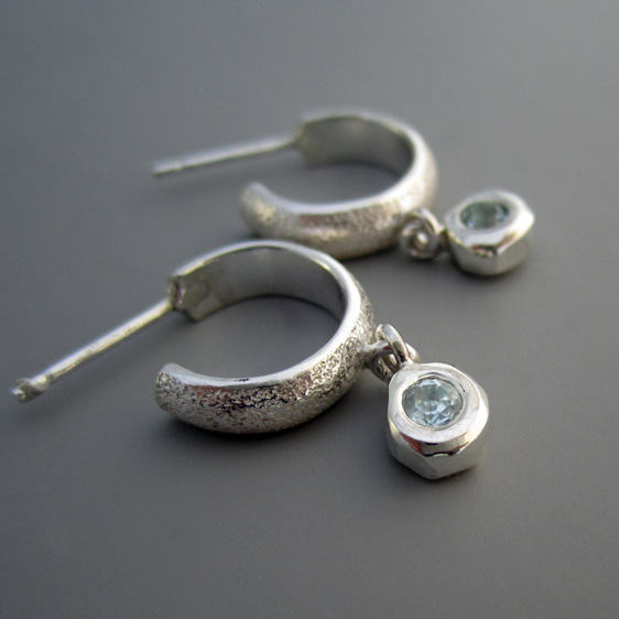 Starlight Sterling silver and topaz baby hoop earrings