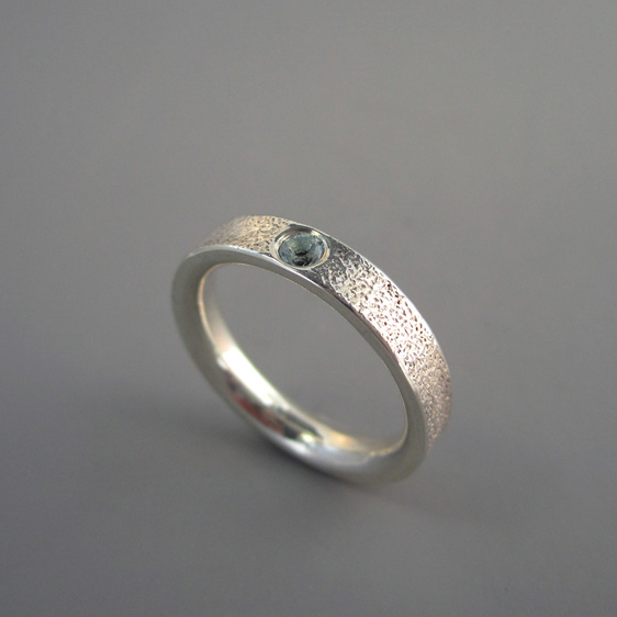 Starlight Sterling Silver and Topaz Textured Ring Band