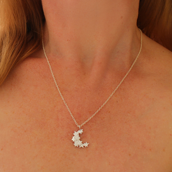 stars moon crescent necklace sterling silver handmade nz lily griffin jewellery
