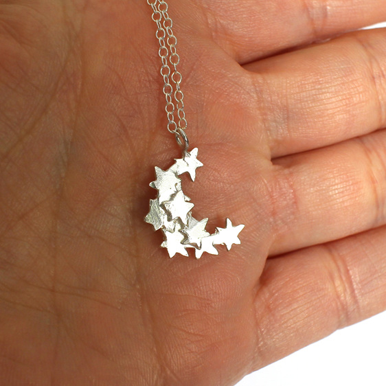 stars moon crescent necklace sterling silver handmade nz lilygriffin jewelry