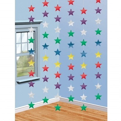 Stars String Decoration Multi colour x 6 per pack