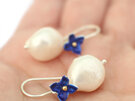 stella blue flowers baroque pearl earrings wedding bride silver lilygriffin nz