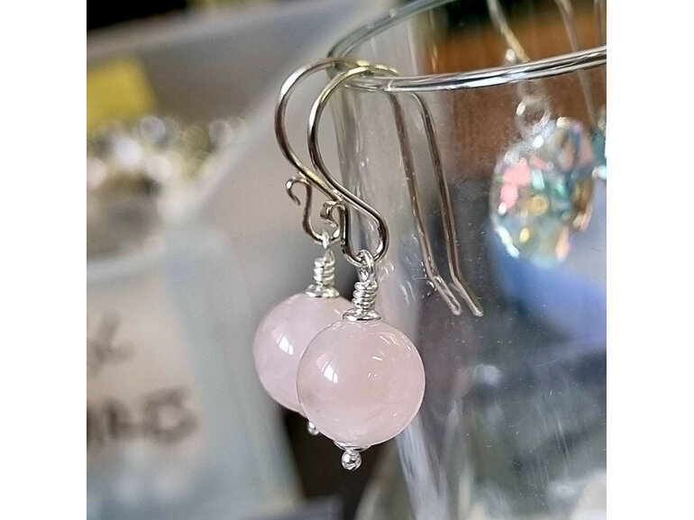 Sterling silver and rose quartz earrings