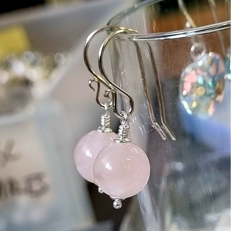 Sterling silver and rose quartz earrings