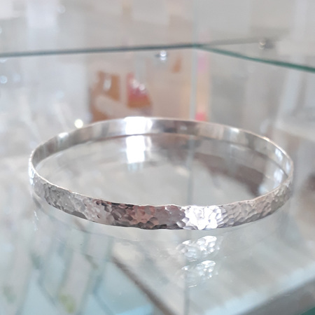 Sterling Silver Bangle with Hammered Texture