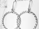 Sterling silver earrings with twisted oxidised hoop and sterling silver hooks