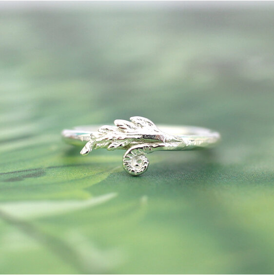 sterling silver fern koru native adjustable open ring lily griffin nz jewellery
