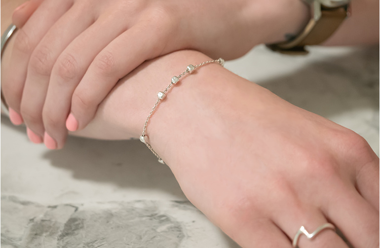 sterling silver figaro cubes bracelet