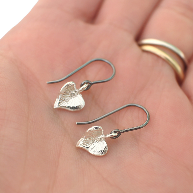 sterling silver hearts sweethearts earrings oxidised lily griffin nz jewellery