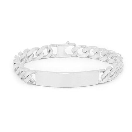Sterling Silver ID Bracelet with Diamond Cut Curb Chain