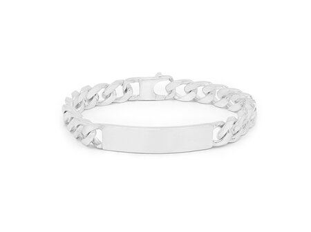 Sterling Silver ID Bracelet with Diamond Cut Curb Chain