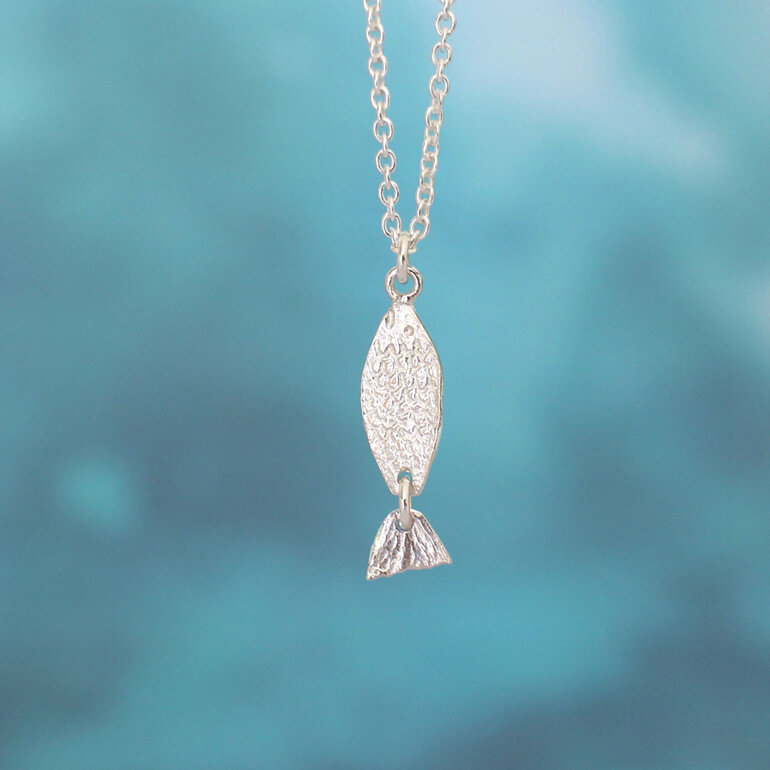 Sterling silver ika iti little fish kinetic tail necklace handmade lily griffin