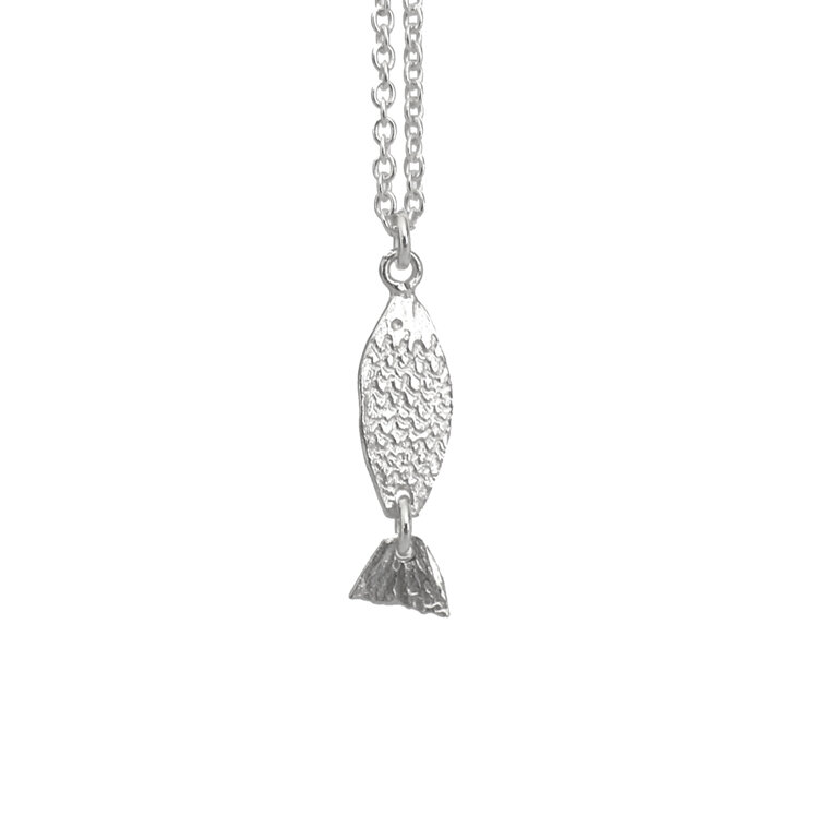 Sterling silver ika iti little fish pendant lily griffin nz jewellery ocean sea