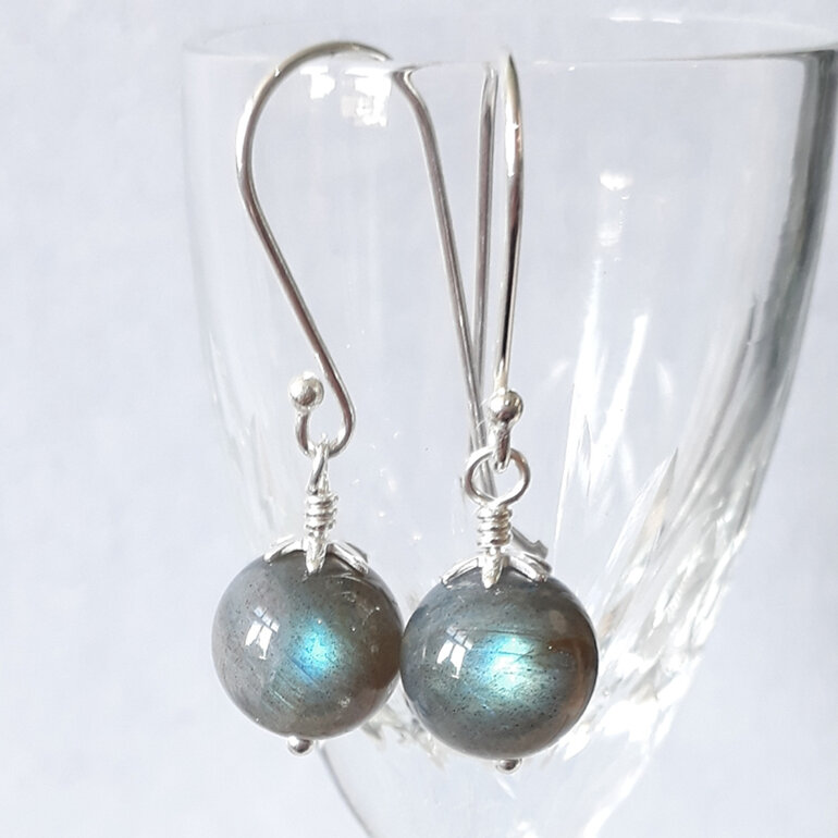 Sterling silver Labradorite ball earrings