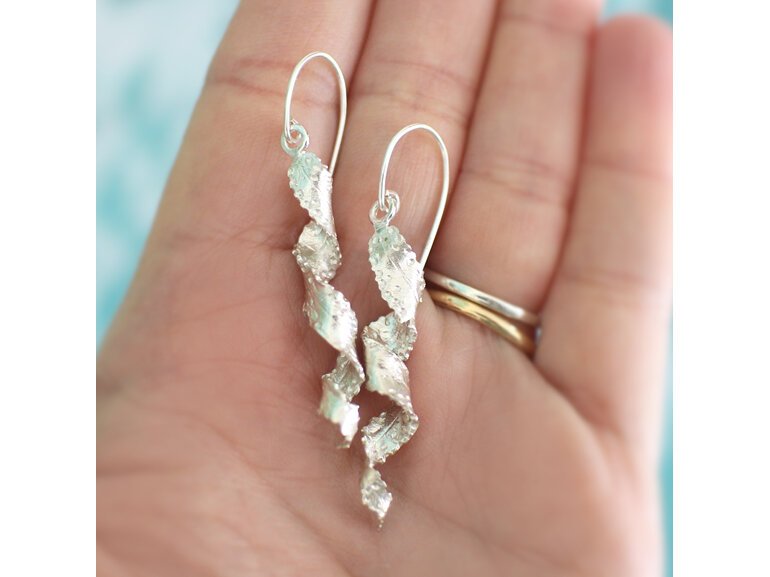 sterling silver seaweed spirals curls  handmade earrings lily griffin nz jewelry