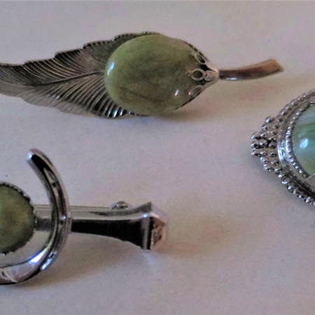 Sterling with green stones