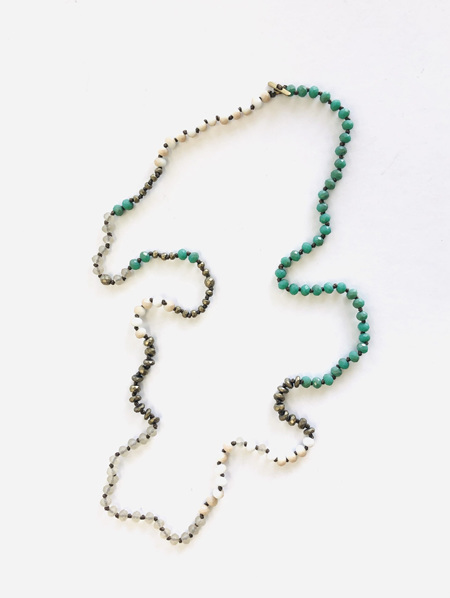 Stone & Glass Bead Necklace - Green