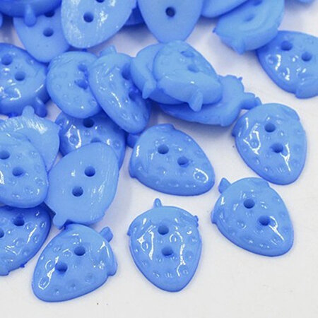 Strawberry Plastic Buttons - Cornflower Blue