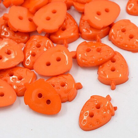 Strawberry Plastic Buttons - Orange
