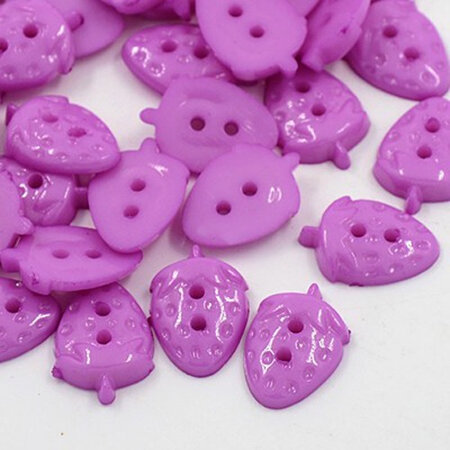 Strawberry Plastic Buttons - Orchid