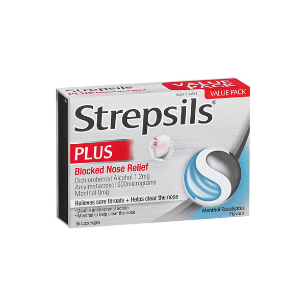 STREPSILS Plus Blocked Nose Relief Lozenges 36