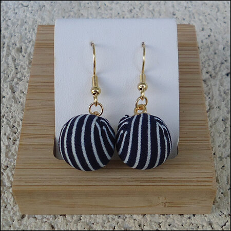 Striped Earrings - Navy Blue