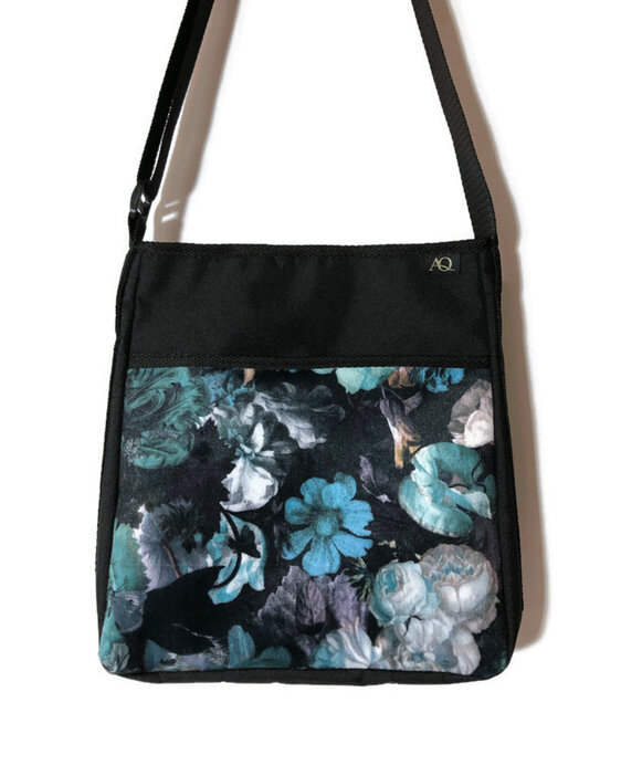 Stylish womens handbag handcrafted from a floral velvet designer fabric.