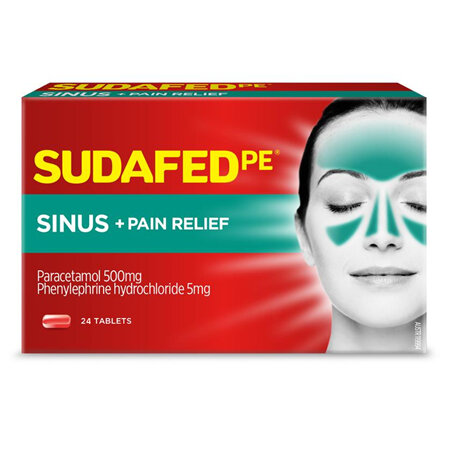 Sudafed PE Sinus + Pain Relief 24 Tablets