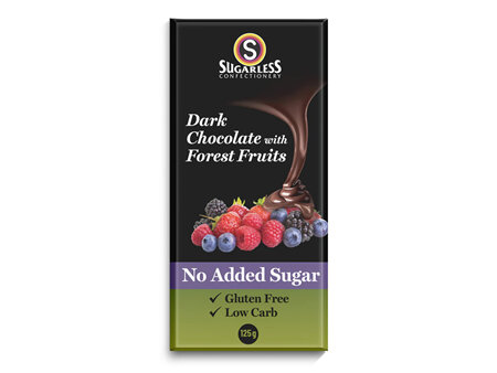 Sugarless Dark Chocolate Forest Fruits Block 125g