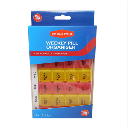 SURGICAL BASICS PILL BOX 2 SECTIONS/DAY 7 DAYS 17 X 11.5X 2CM PILL 16