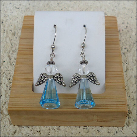 Swarovski Crystal Angel Earrings - Aquamarine