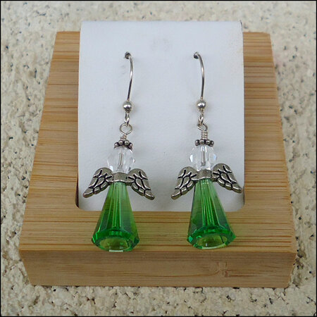 Swarovski Crystal Angel Earrings - Fern Green