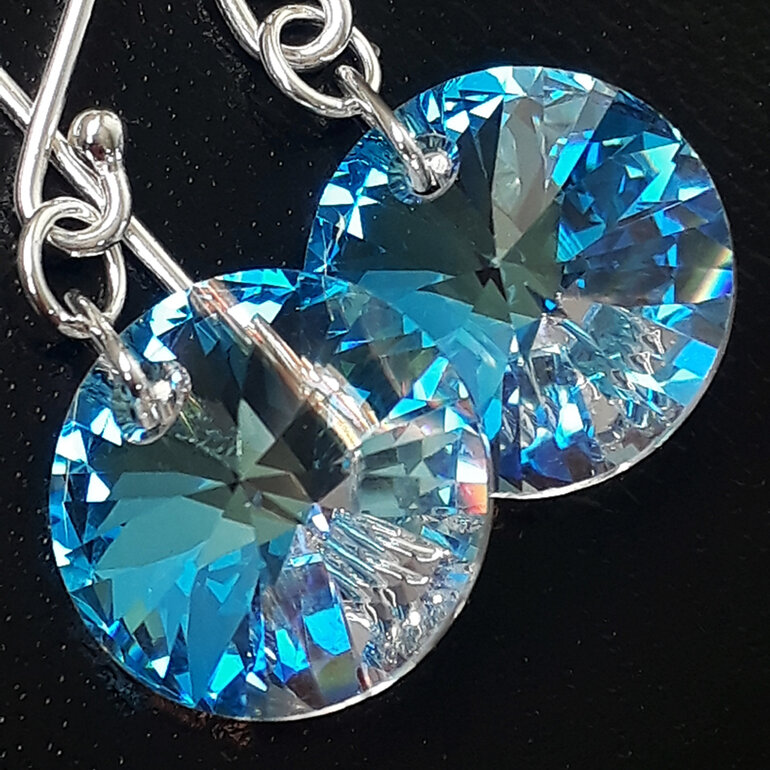 Swarovski crystal sterling silver earring clear shimmer