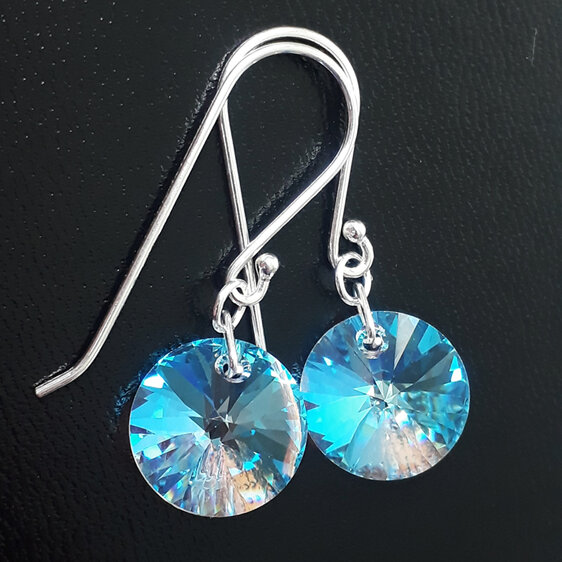 Swarovski crystal sterling silver earring clear shimmer