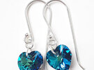 Swarovski heart crystal sterling silver earring bermuda blue
