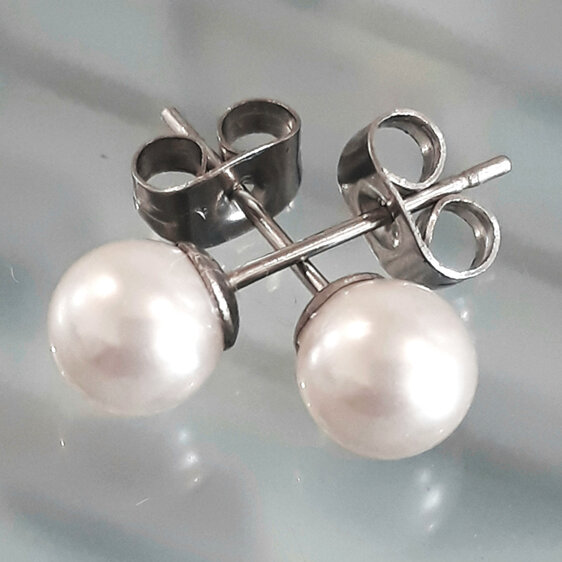 swarovski pearl stud earrings stainless steel
