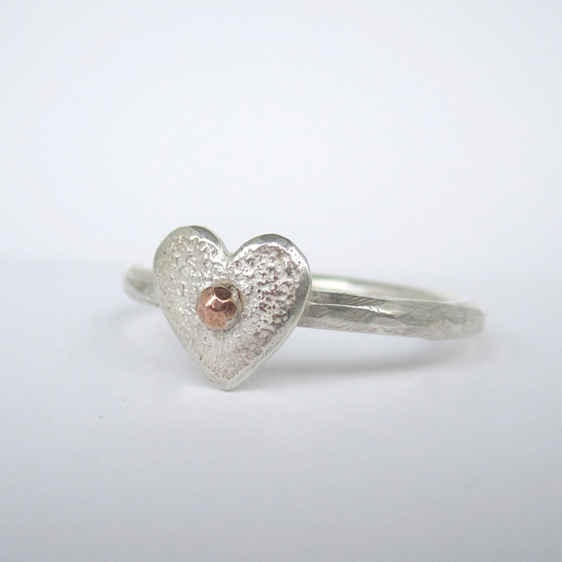 Sweet Juliet Valentine Heart Ring Sterling Silver Copper Julia Banks Jewellery