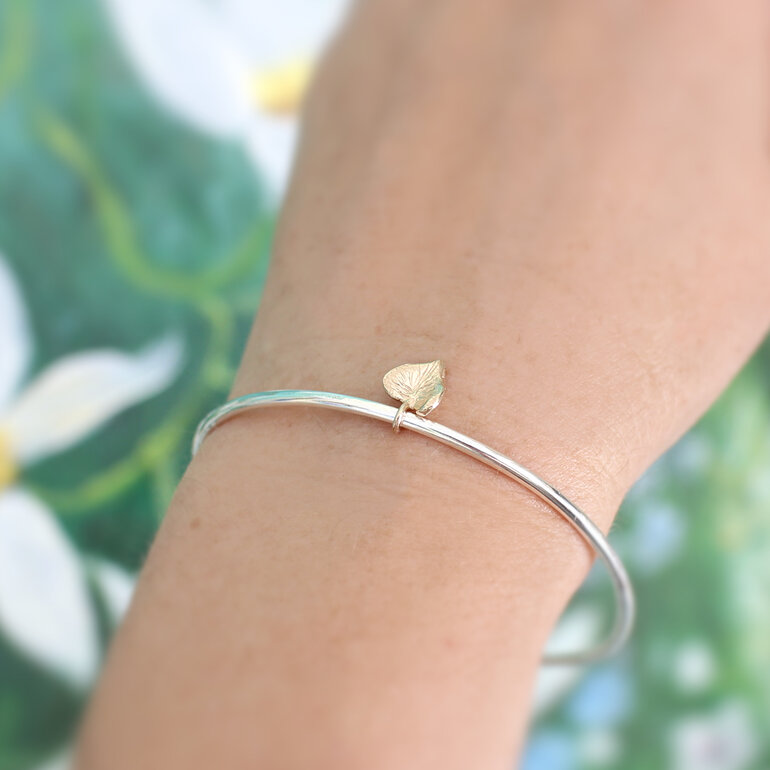 Sweetheart bangle minimal 9k gold sterling silver lily griffin nz jewellery