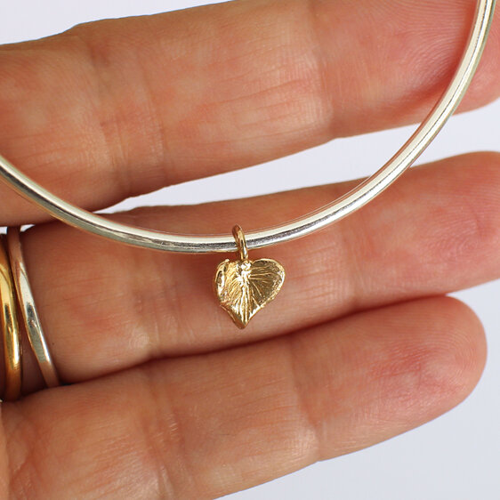 Sweetheart bangle solid 9k gold sterling silver heart lilygriffin nz jeweller