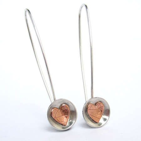 Sweetheart Earrings Sterling Silver & Copper