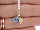 sweetheart forget me not flower blue solid gold heart necklace lily griffin nz