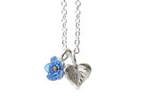 sweetheart heart forget me not flower blue sterling silver pendant nz jewellery
