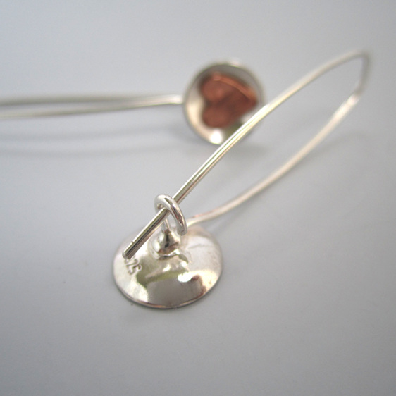 Sweetheart Valentine Earrings Sterling Silver and Copper Julia Banks Jewellery
