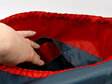 swim pouch navy with red contrast showing pocket inside bag