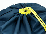 swim pouch navy with yellow contrast drawstring top of bag