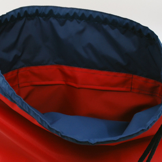 swim pouch red with navy contrast showing pocket inside bag