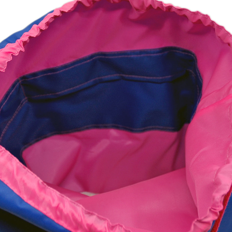 swim pouch royal with bright pink contrast showing inside of bag