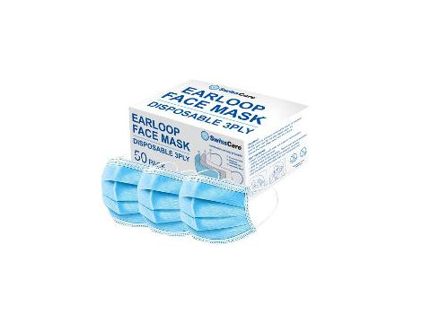 SwissCare 3ply Disposable Face Mask 50 Pack
